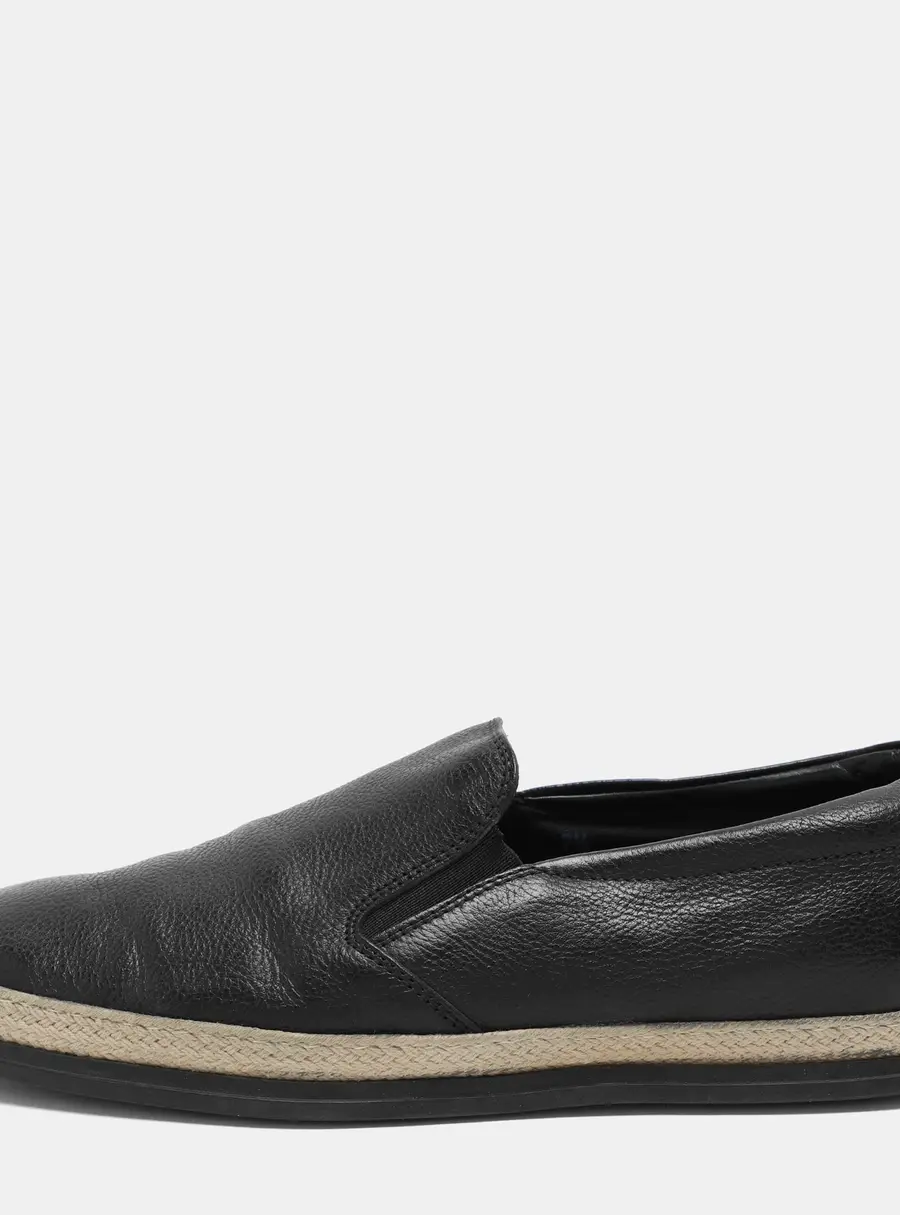 Tod's Black Leather Espadrille Loafers Size 41.5