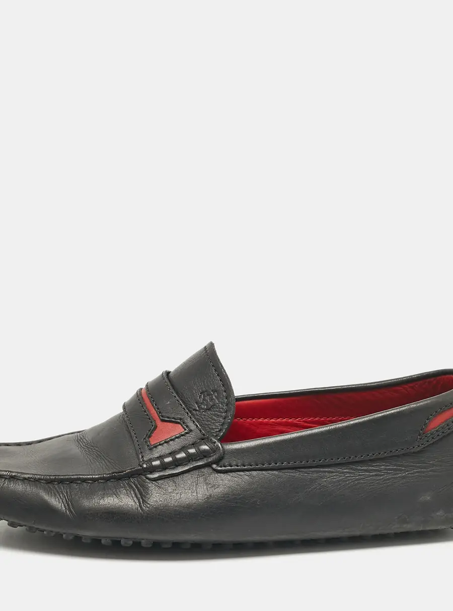 Tod's Black/Red Leather Slip on Loafers Size 39