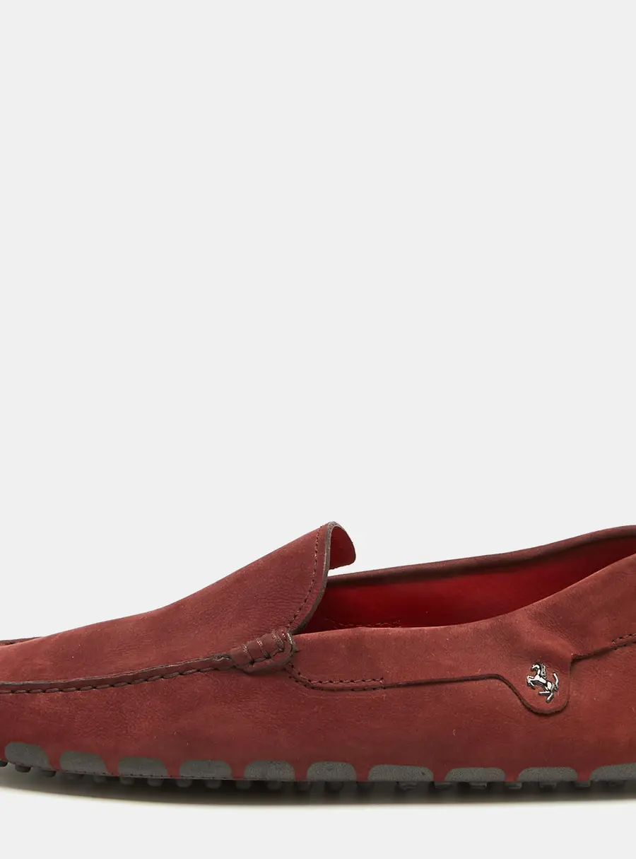 Tod's Tod's For Ferrari Size 39.5 Burgundy Nubuck Leather Loafers & Moccasins