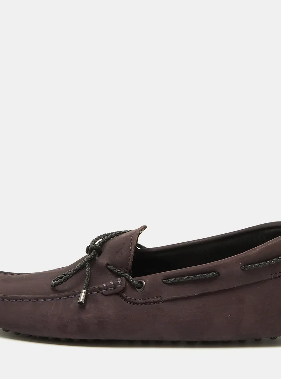 Tod's Dark Purple Nubuck Leather Slip On Driver Loafers Size 39.5