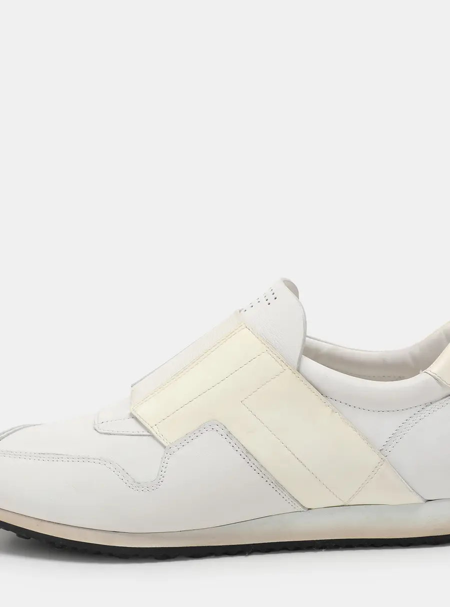 Tod's White Elastane and Leather Low Top Slip On Sneakers Size 40