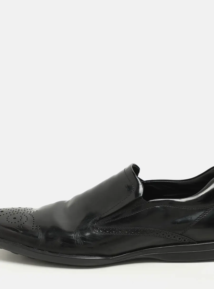 Tod's Size 44.5 Black Patent Leather Moccasins