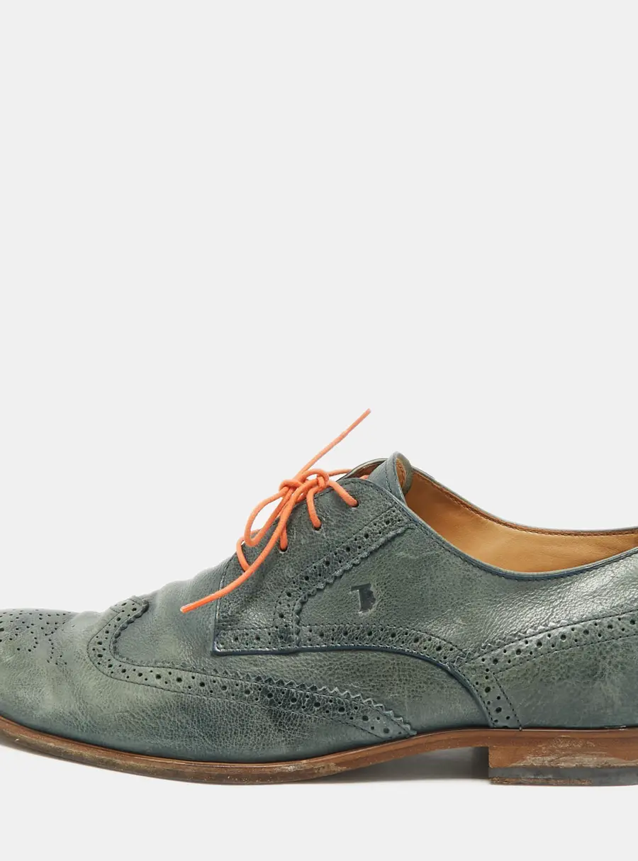 Tod's Green Leather Lace Up Brogues Size 44.5