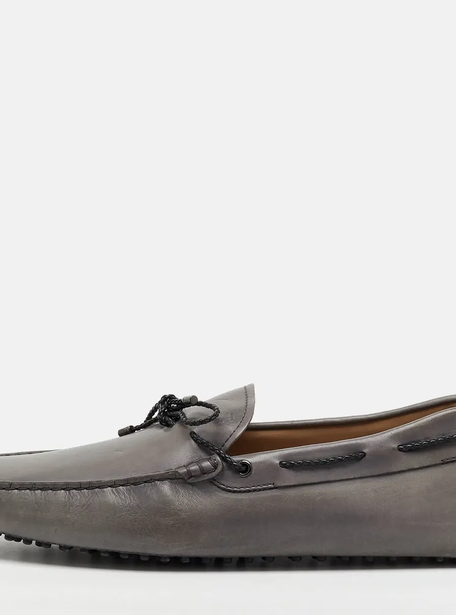 Tod's Grey Leather Slip On Loafers Size 45.5