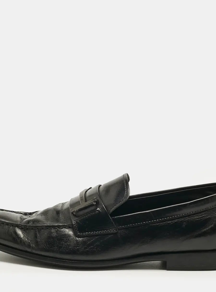 Tod's Black Leather Slip On Penny Loafers Size 44.5