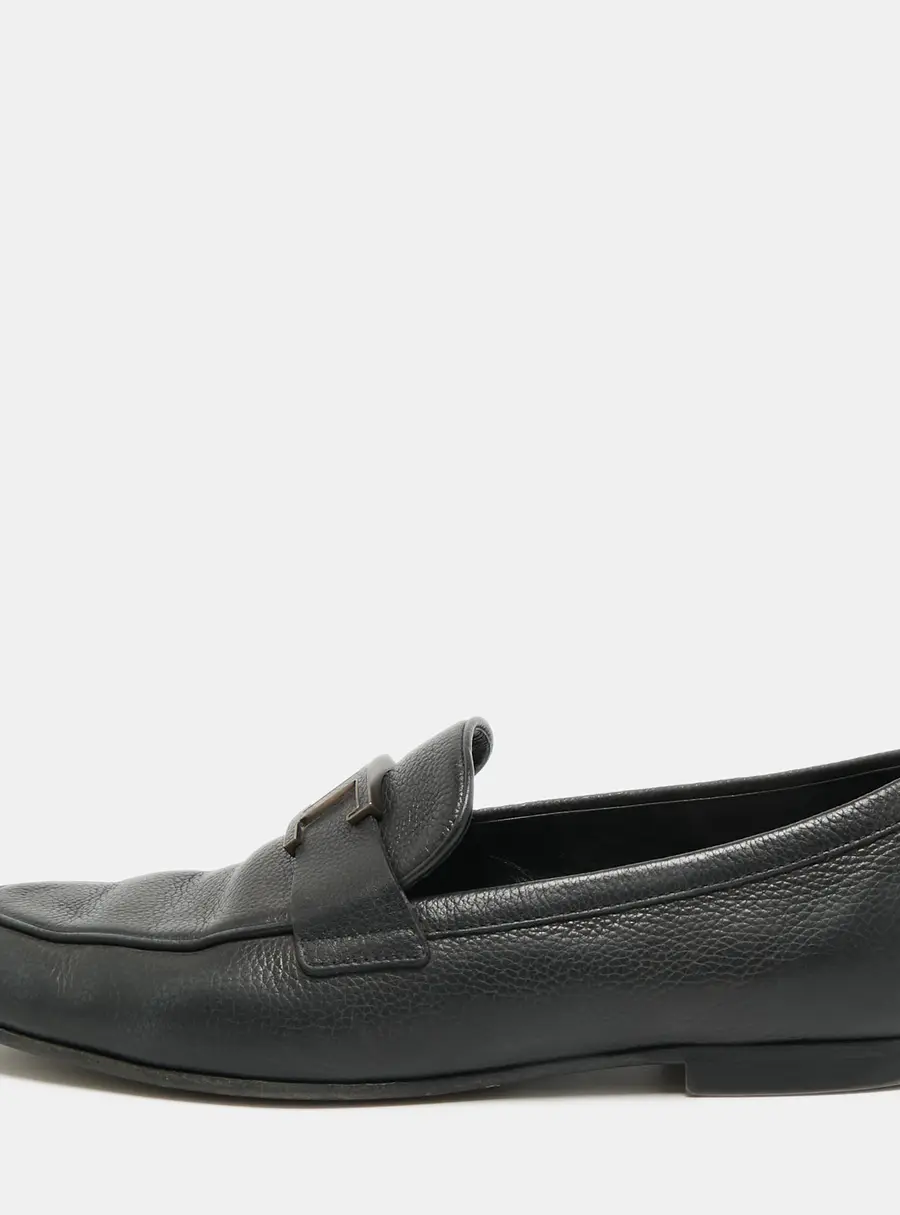 Tod's T Timeless Size 41.5 Black Leather Loafers