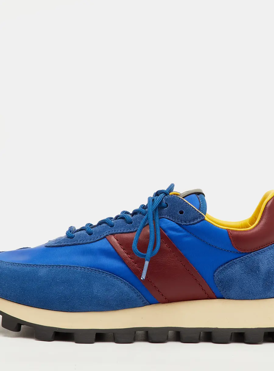 Tod's Size 41.5 Blue/Brown Fabric, Leather and Suede Low Top Sneakers