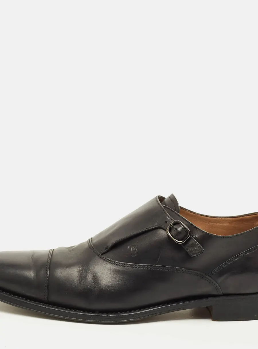 Tod's Size 44.5 Black Single Flap Monk Strap Shoes