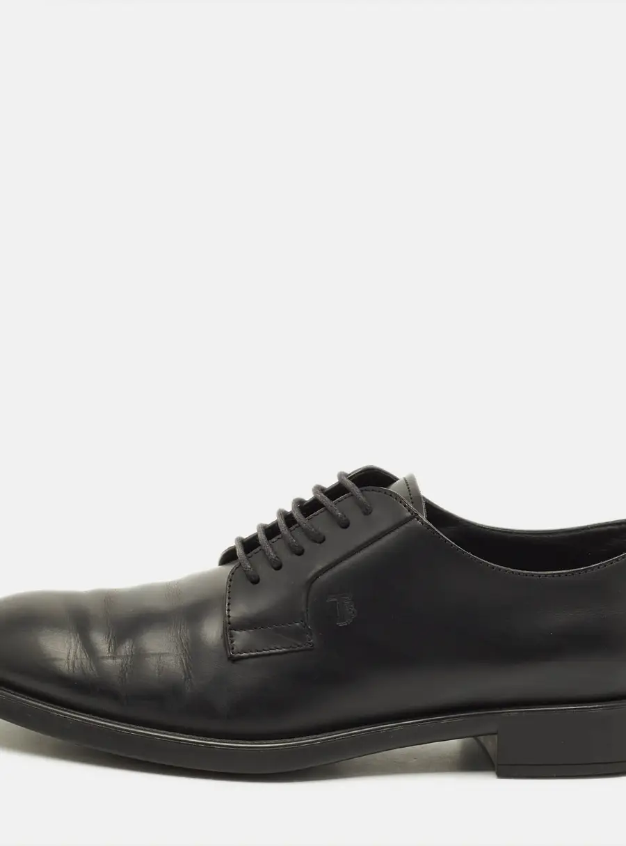 Tod's Size 43.5 Black Leather Lace Up Derby