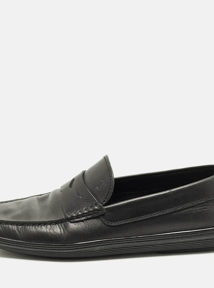 Tod's Size 43 Black Leather Penny Loafers