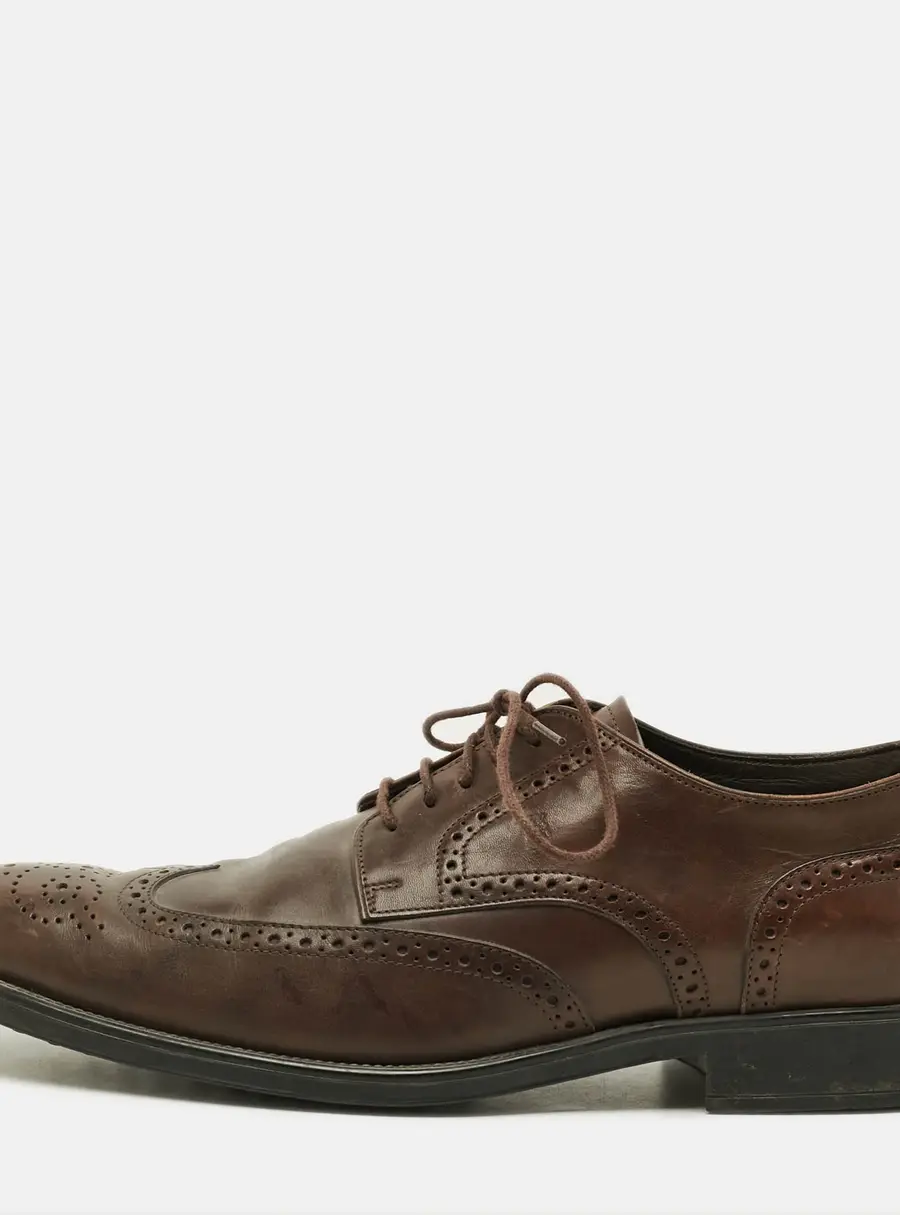 Tod's  Size 43 Dark Brown Brogue Leather Lace Up Derby