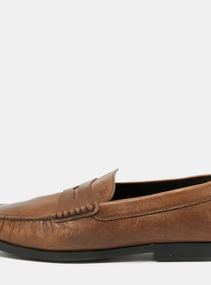Tod's Size 40 Brown Leather Slip On Penny Loafers