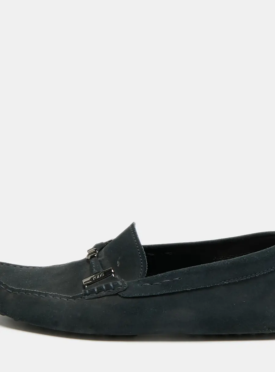 Tod's Double T Size 43 Navy Blue Suede Loafers
