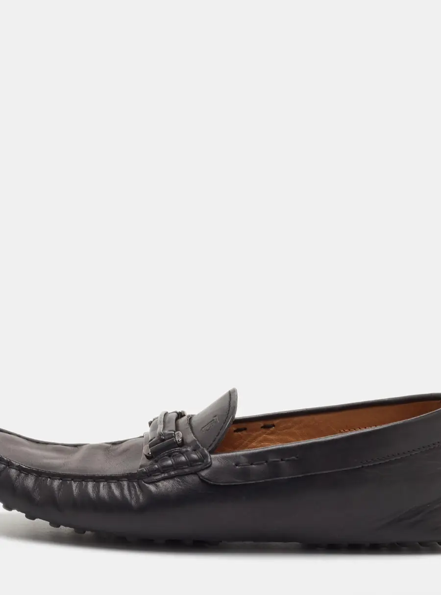 Tod's Size 43 Black Leather Slip On Loafers