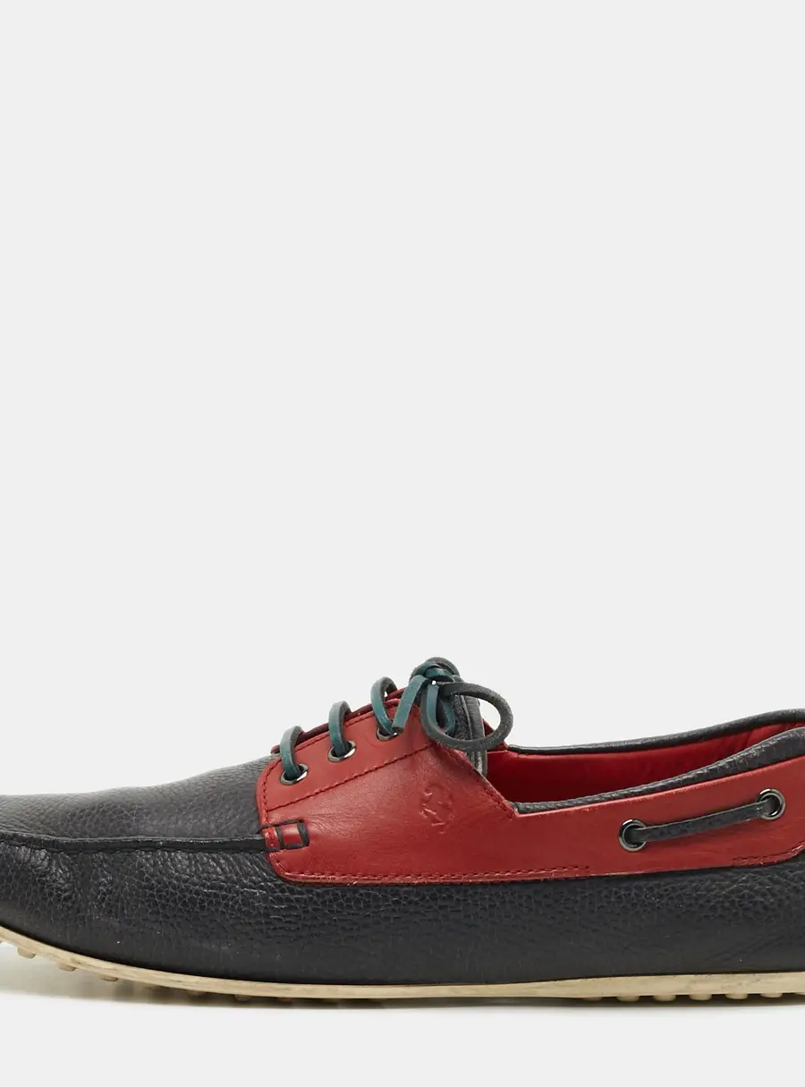 Tod's For Ferrari Size 44.5 Black/Red Leather Lace Up Loafers