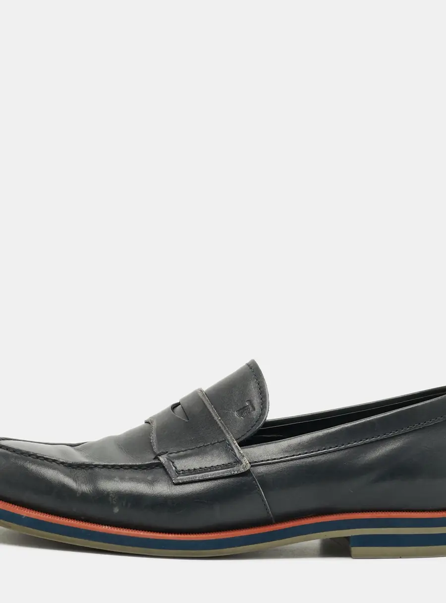 Tod's Size 44 Blue Leather Penny Loafers
