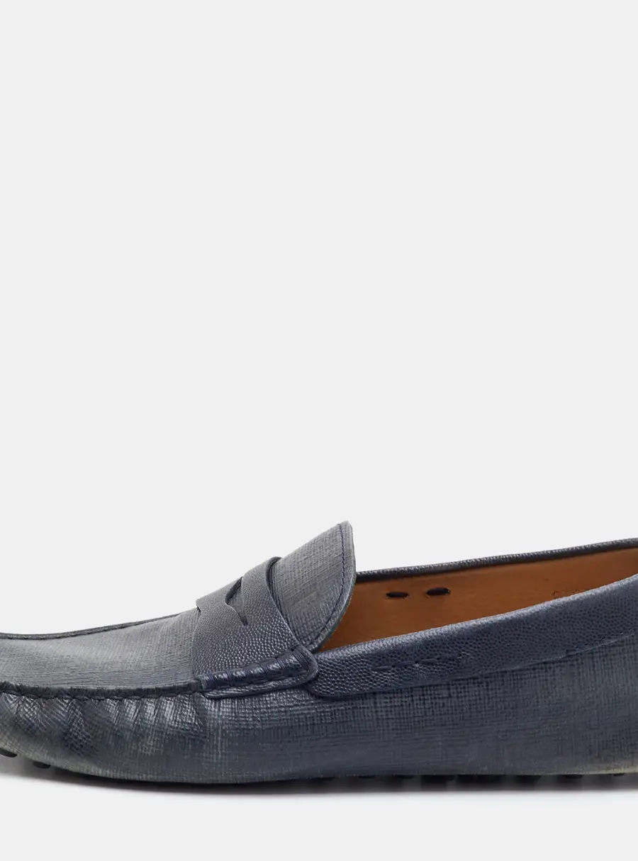 Tod's Size 41 Navy Blue Leather Slip On Loafers
