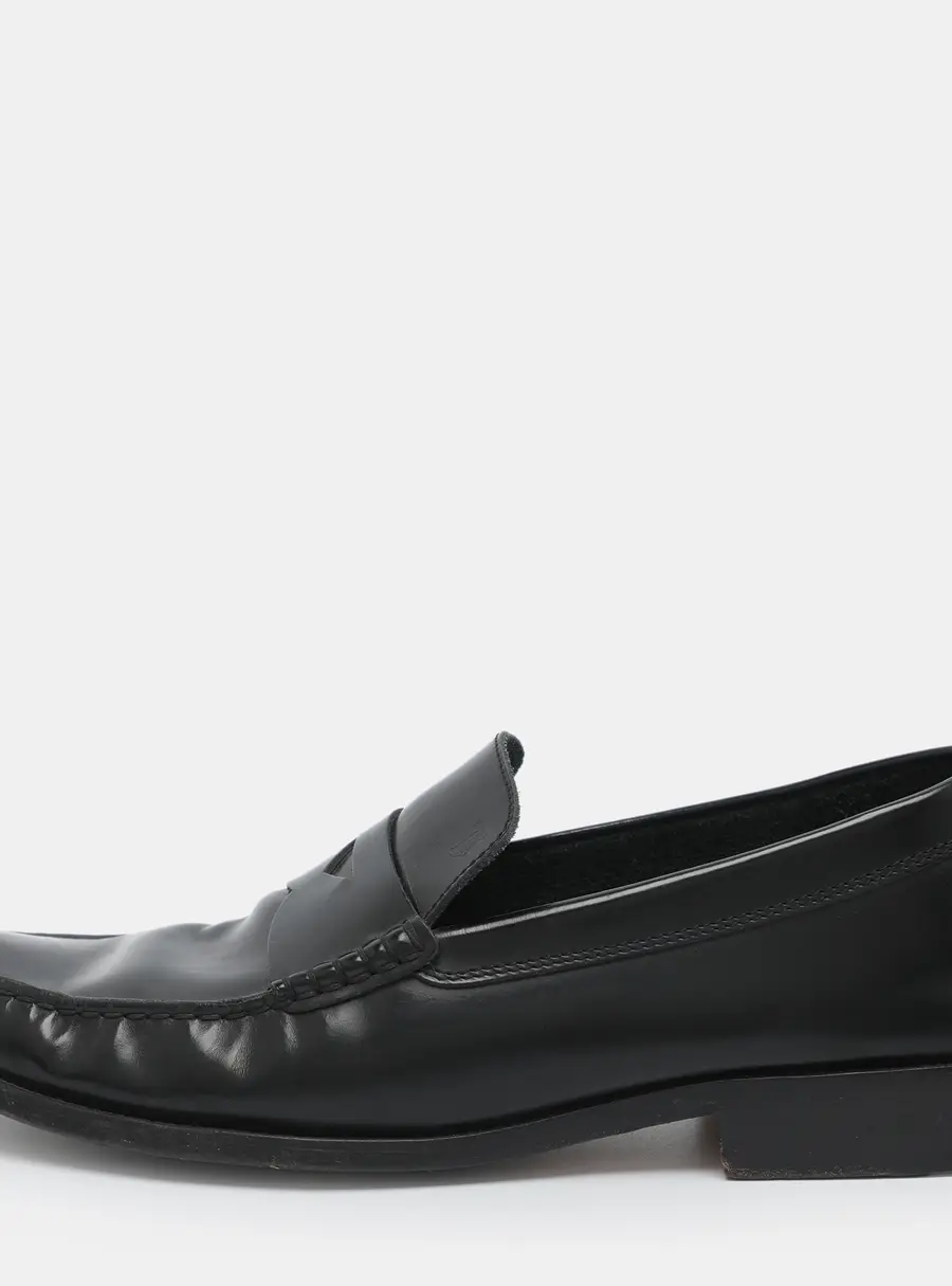 Tod's Size 45.5 Black Leather Penny Loafers