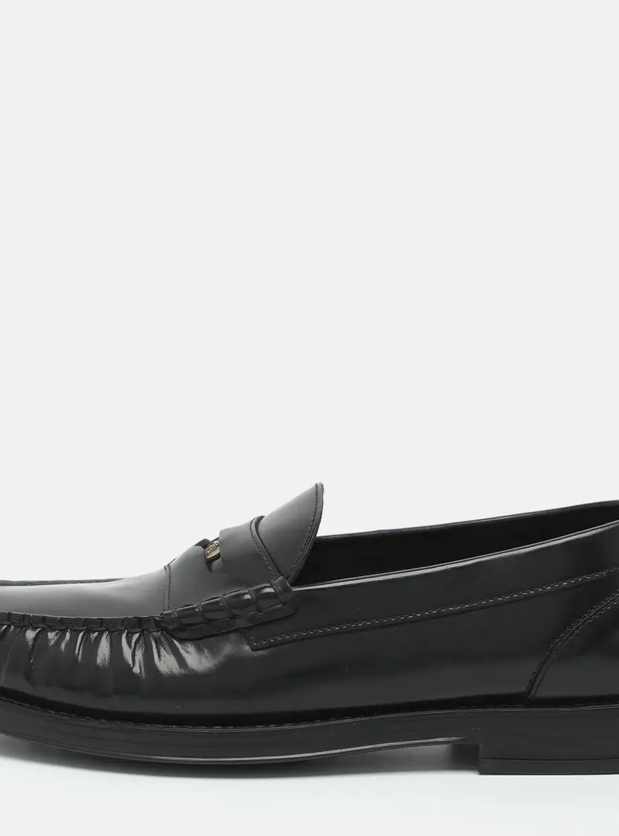Tod's Penny Embellished Size 41.5 Black Leather Loafers