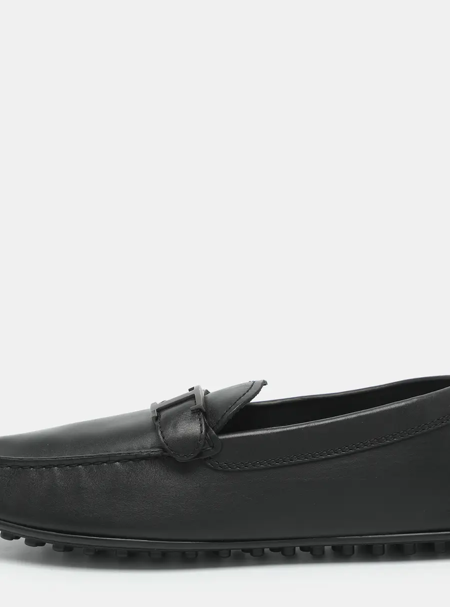 Tod's T Logo Embellished Size 41.5 Black Leather Loafers