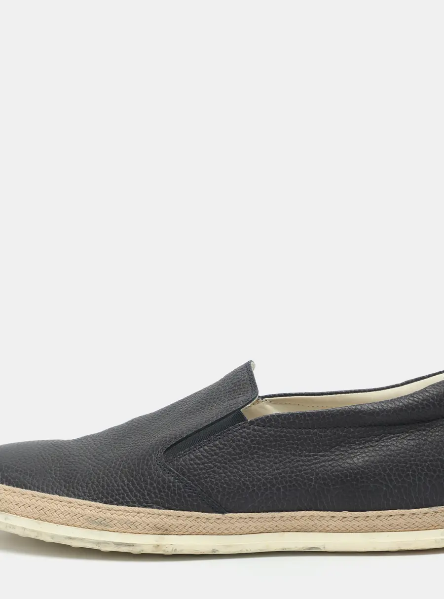 Tod's Size 45.5 Navy Blue Leather Slip On Sneakers