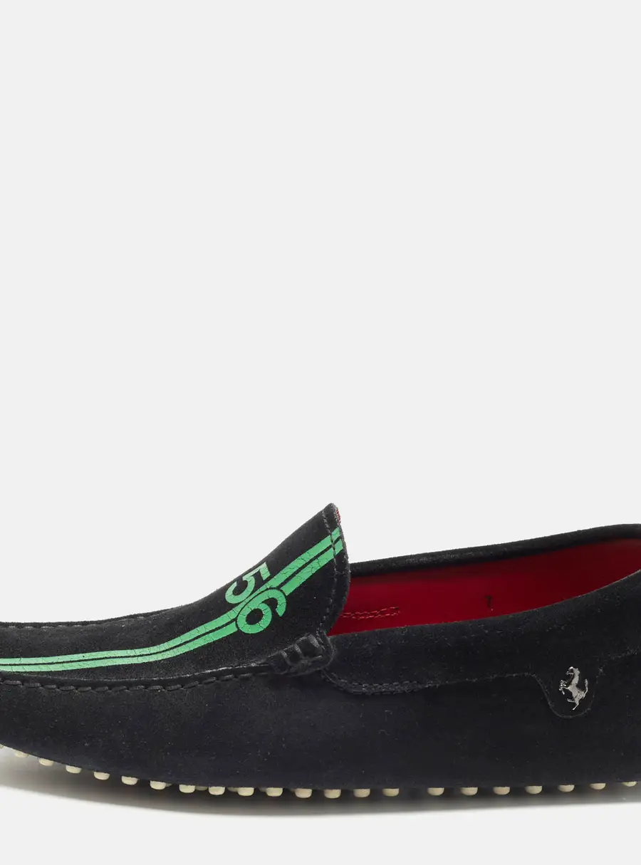 Tod's x Ferrari  Size 41 Black Suede Slip On  Loafers