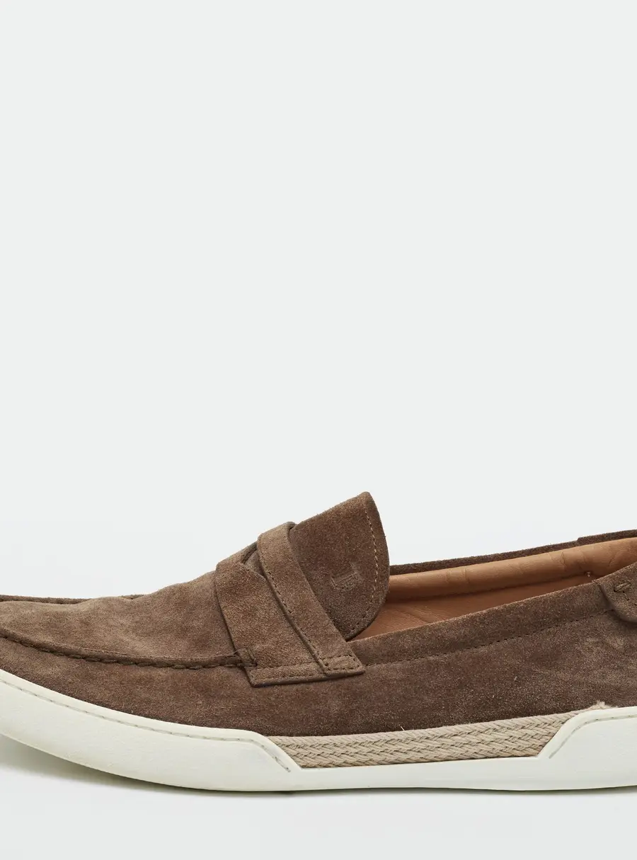 Tod's Size 41.5 Brown Suede Penny Loafers