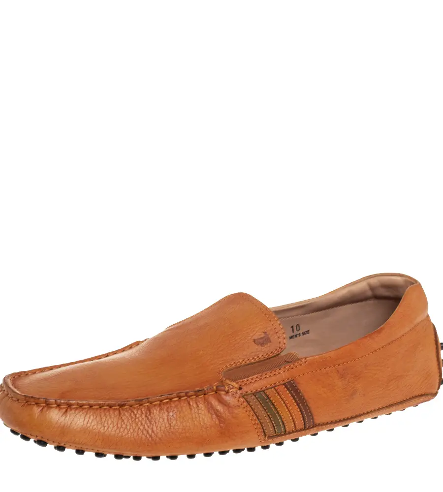 Tods Light Brown Leather Slip On Loafers Size 44.5