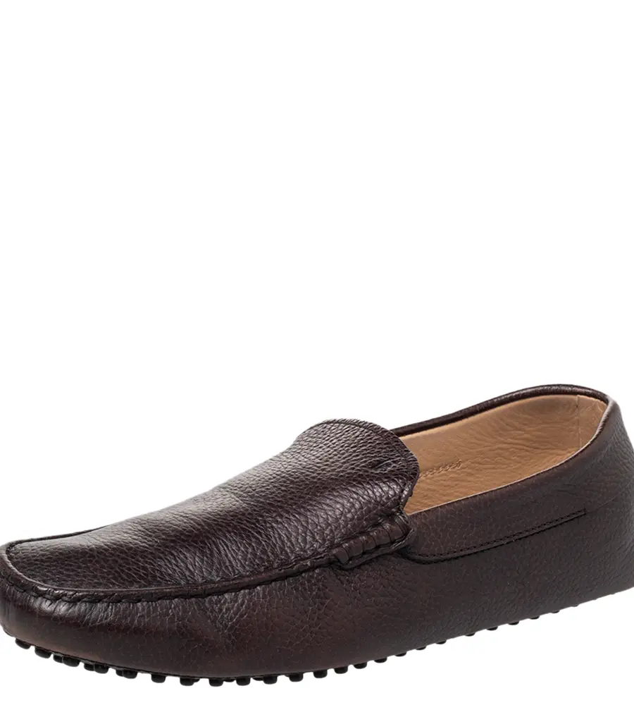 Tods Brown Leather Slip on Loafers Size 42