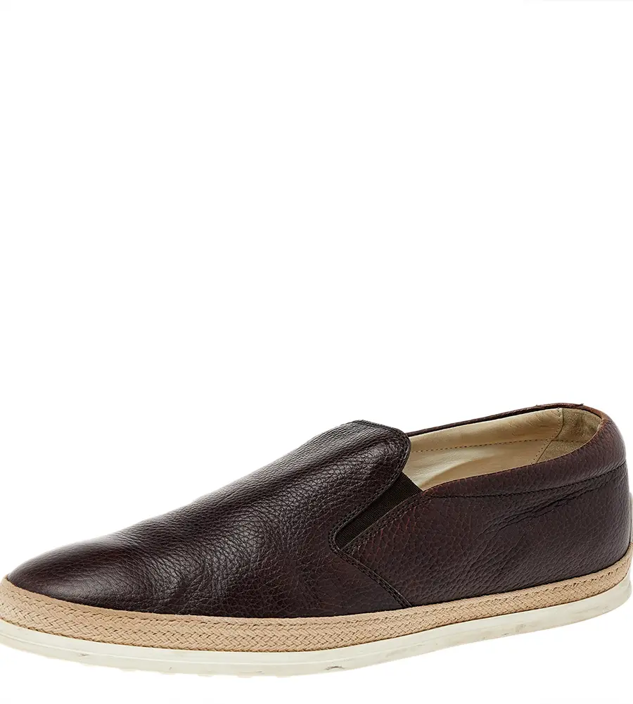 Tod's Brown Leather Slip On Sneakers Size 45