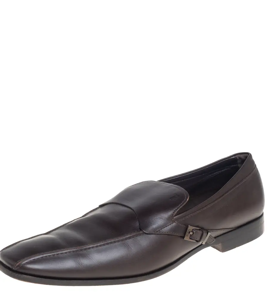 Tods Brown Leather Slip On Loafers Size 45.5