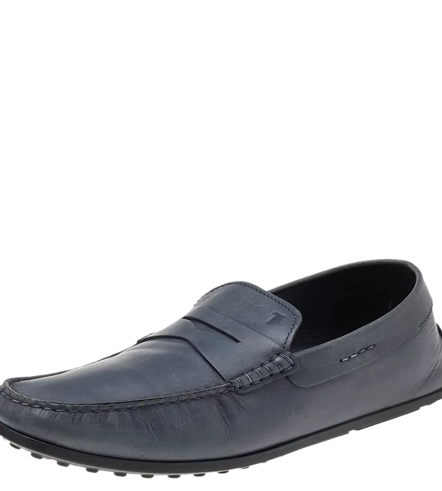 Tod's Size 43 Grey Leather Loafers & Moccasins