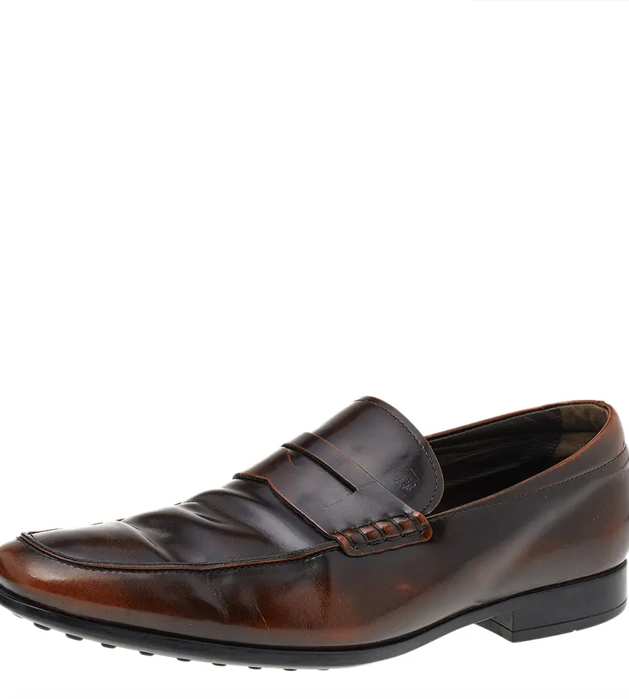 Tod's Dark Brown Leather Slip On Penny Loafers Size 43