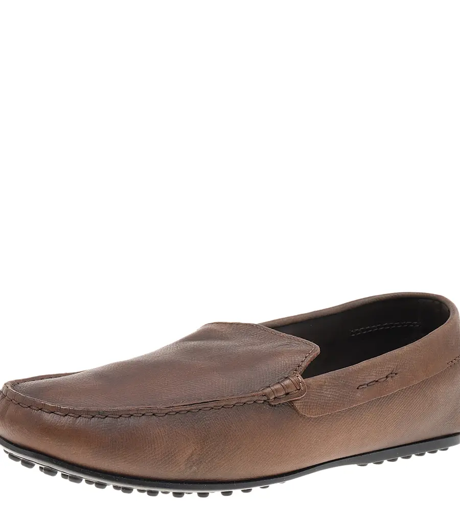 Tods Brown Leather Slip on Loafers Size 42.5