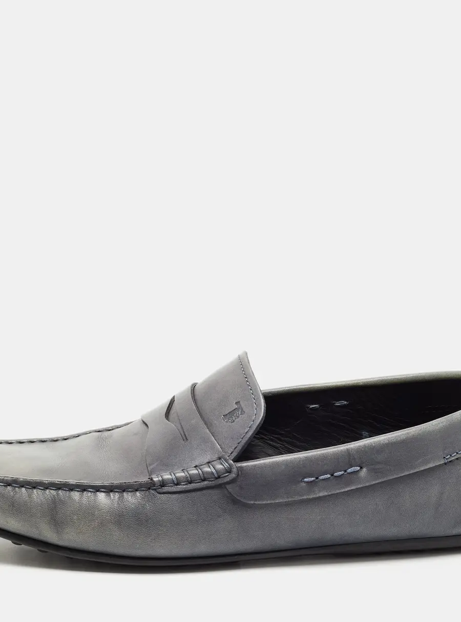 Tod's Grey Leather Penny Loafers Size 42