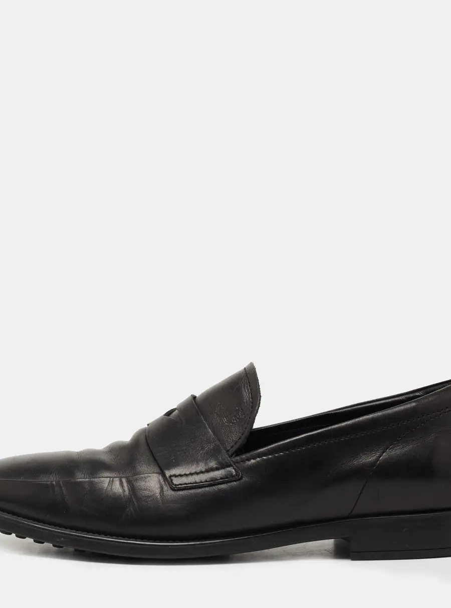 Tod's Black Leather Penny Slip On Loafers Size 39.5