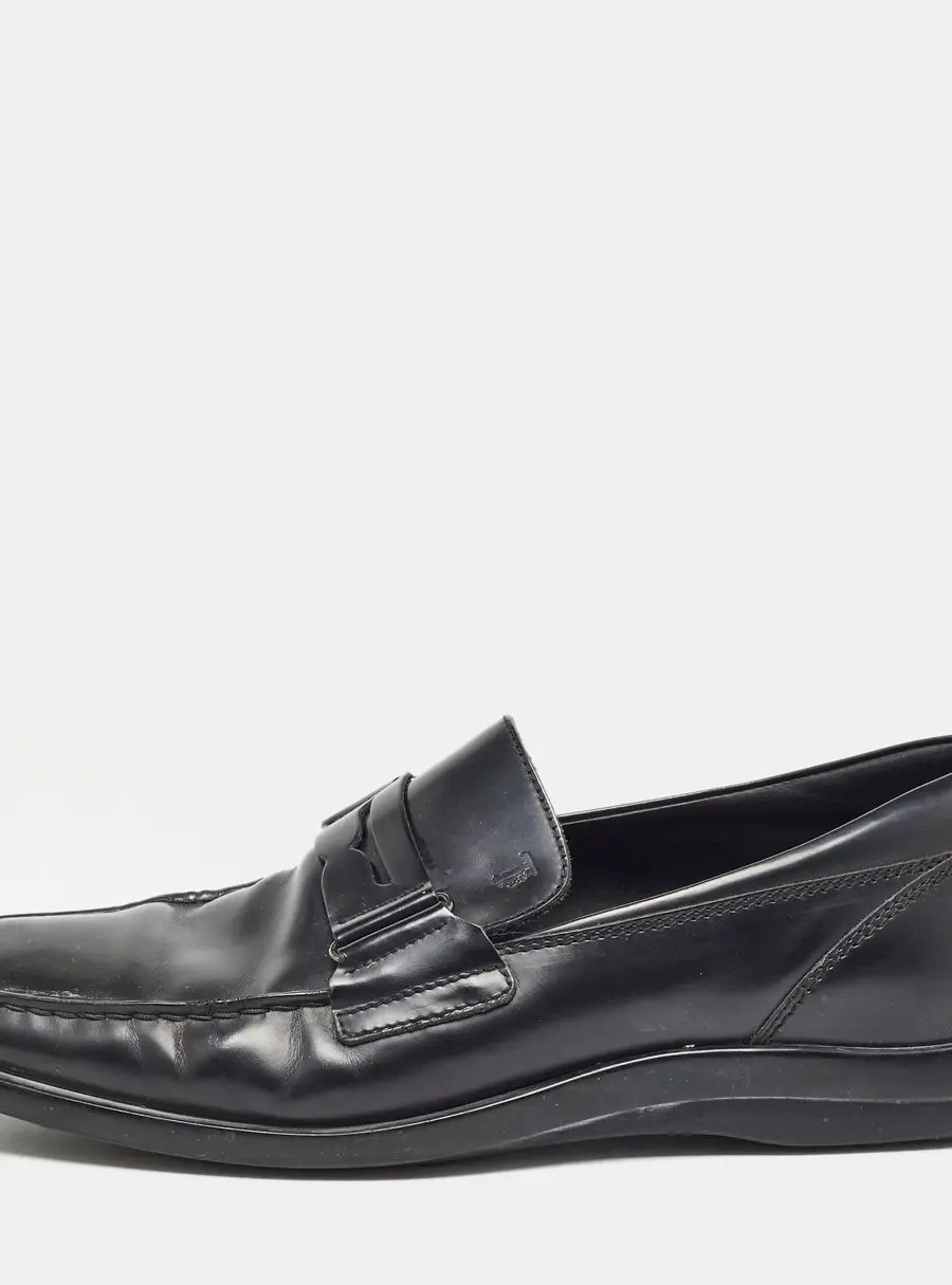 Tod's Black Leather Penny Slip On Loafers Size 43