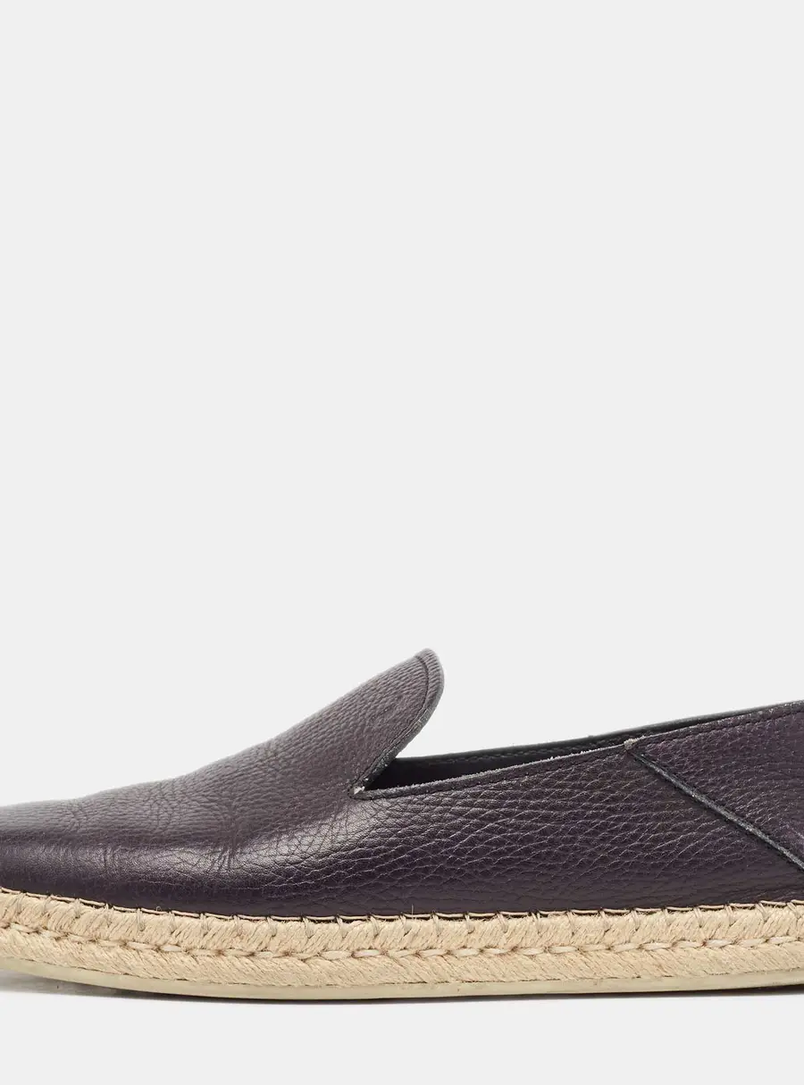 Tod's Black Leather Slip On Espadrilles Flats Size 39.5