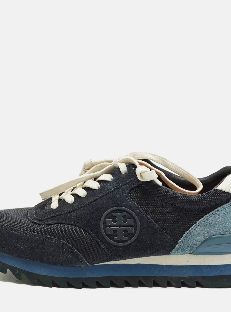 Tory Burch Sawtooth Size 41 Two Tone Canvas and Suede Lace Up Sneakers
