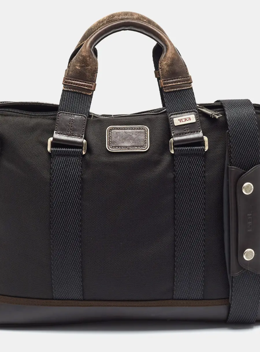 Tumi Alpha Bravo Andrews Slim Dark Brown/Black Nylon and Leather Briefcase Bag