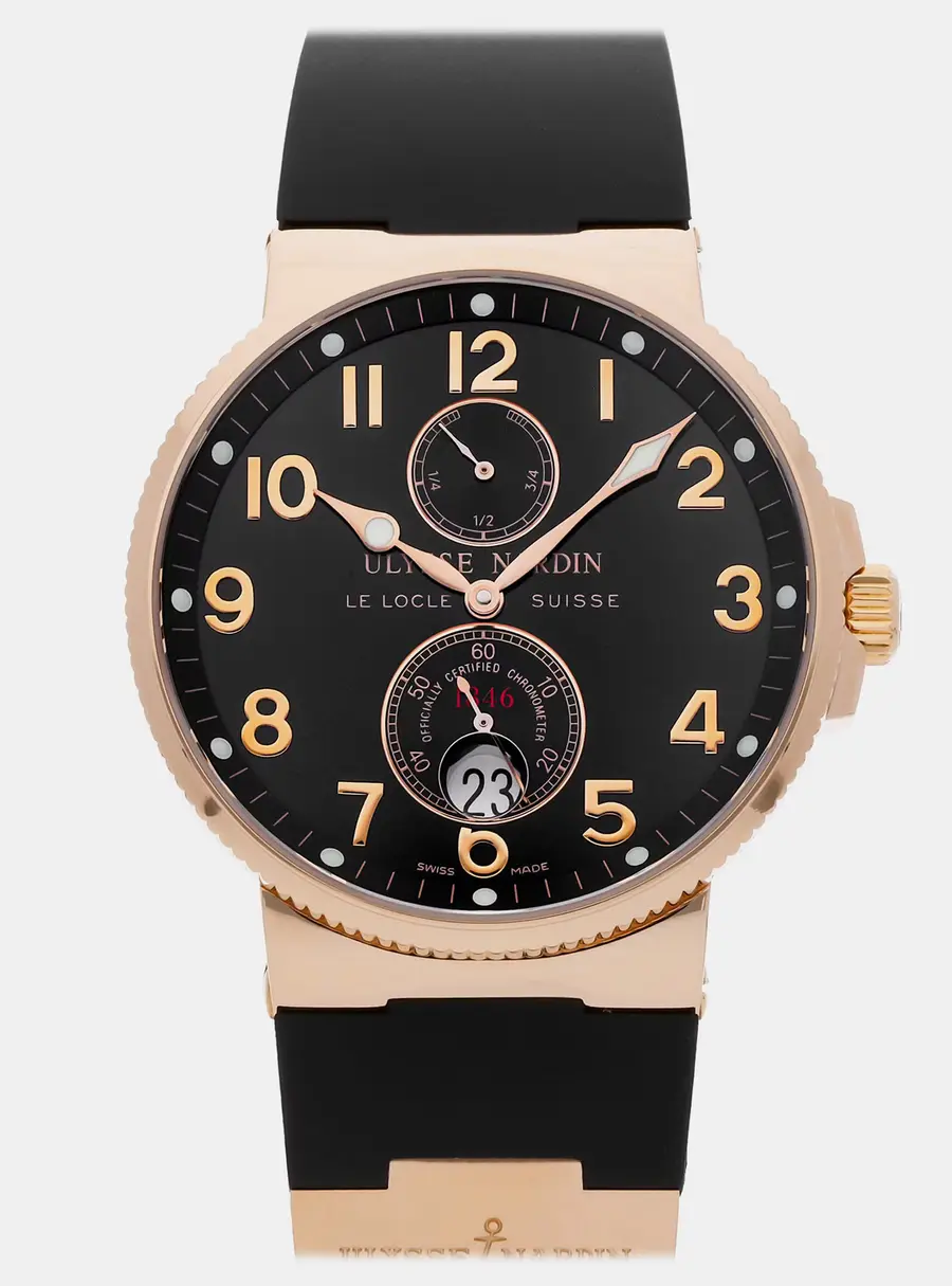 Ulysse Nardin Marine Chronometer 266-66-3/62 Black Rose Gold Automatic Men's Wristwatch 41mm
