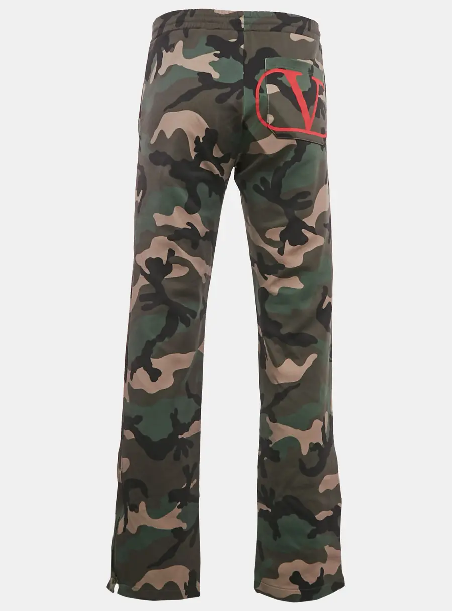 Valentino Green/Multicolor Camouflage Print Cotton Blend Knit  Joggers S