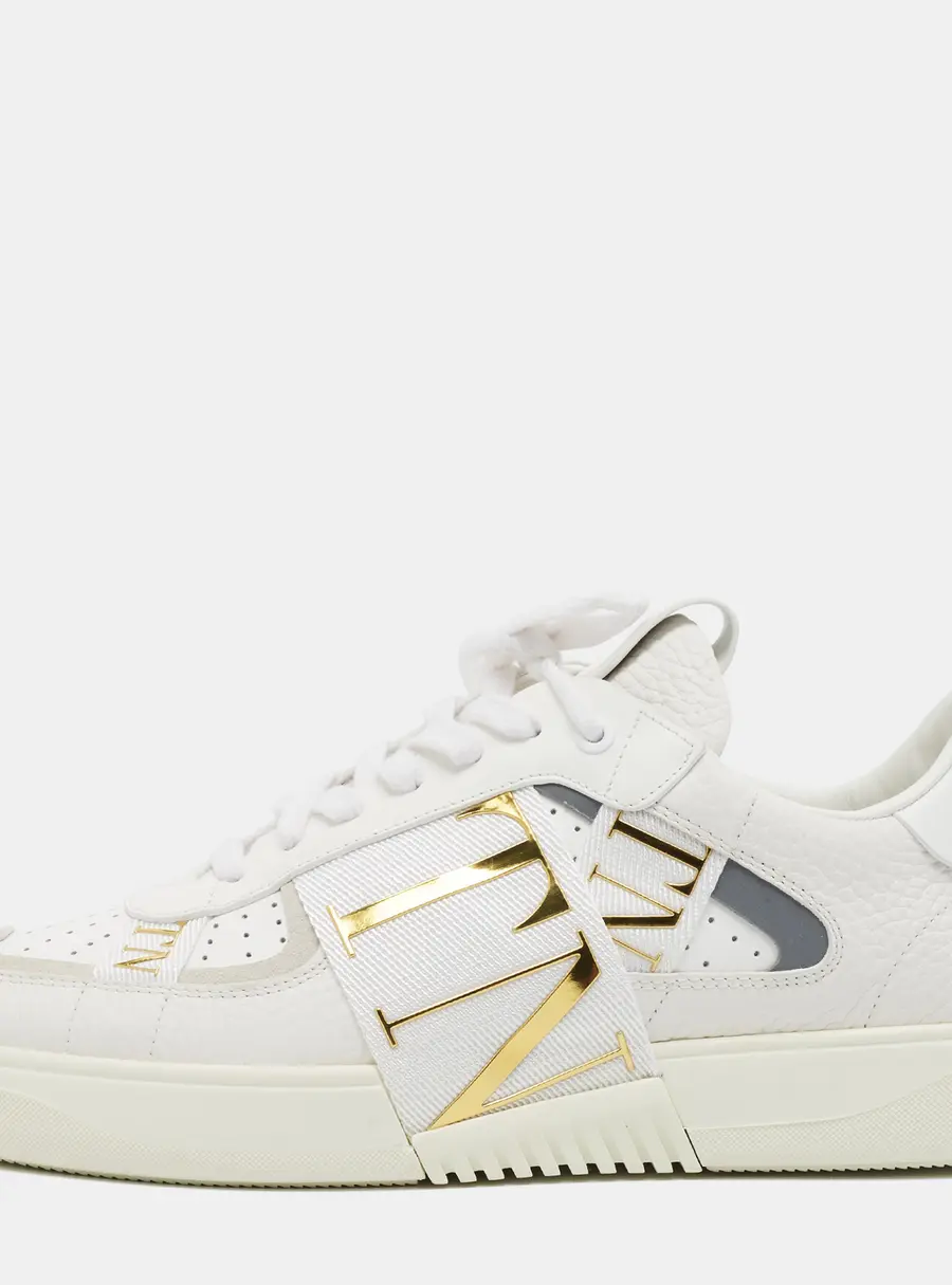Valentino VL7N Size 40.5 White Leather Lace Up Sneakers