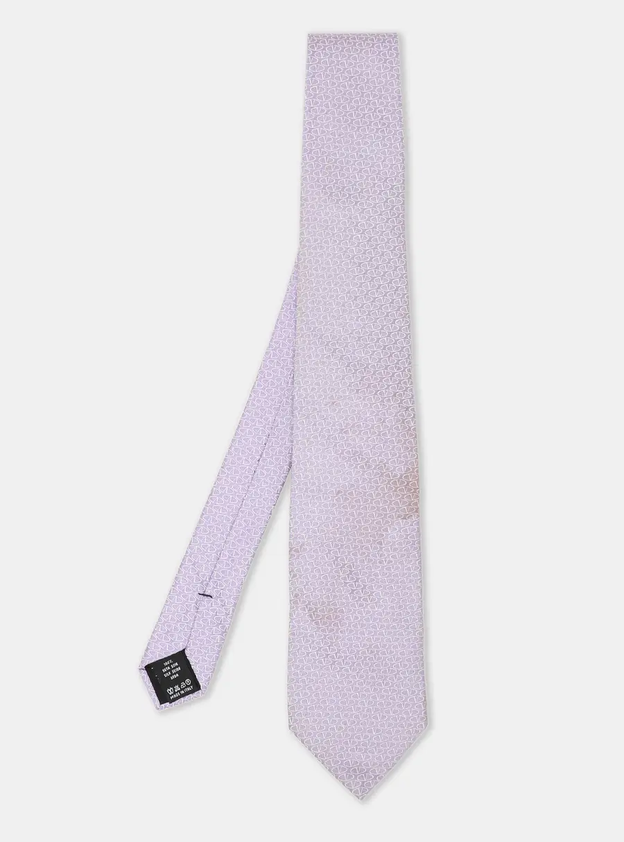 Valentino Purple Logo Patterned Silk Tie