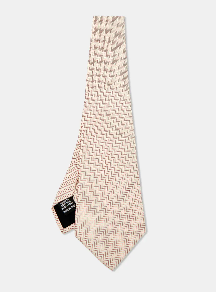 Valentino Beige Patterned Silk Tie