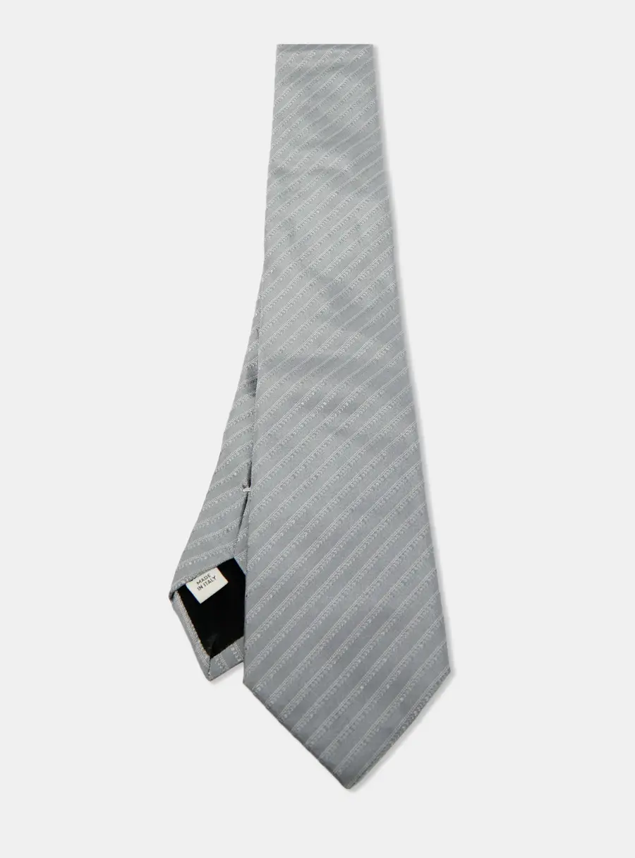 Valentino Grey Striped Silk Tie