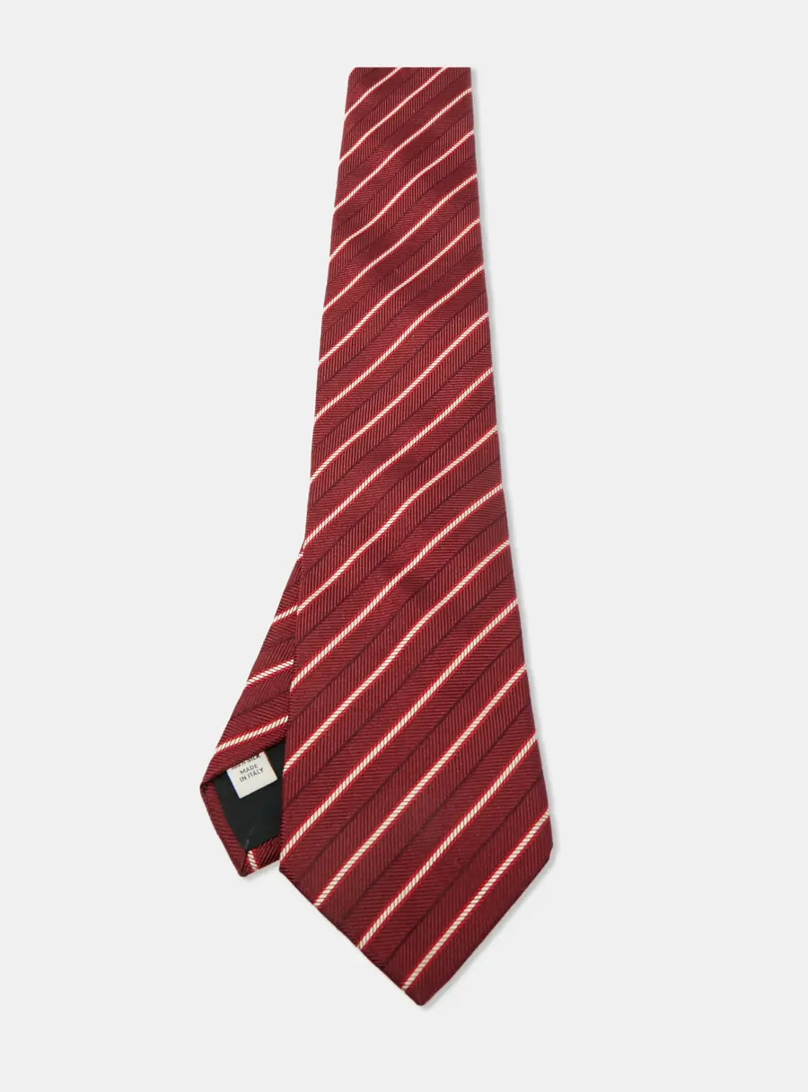 Valentino Red Diagonal striped Silk Tie
