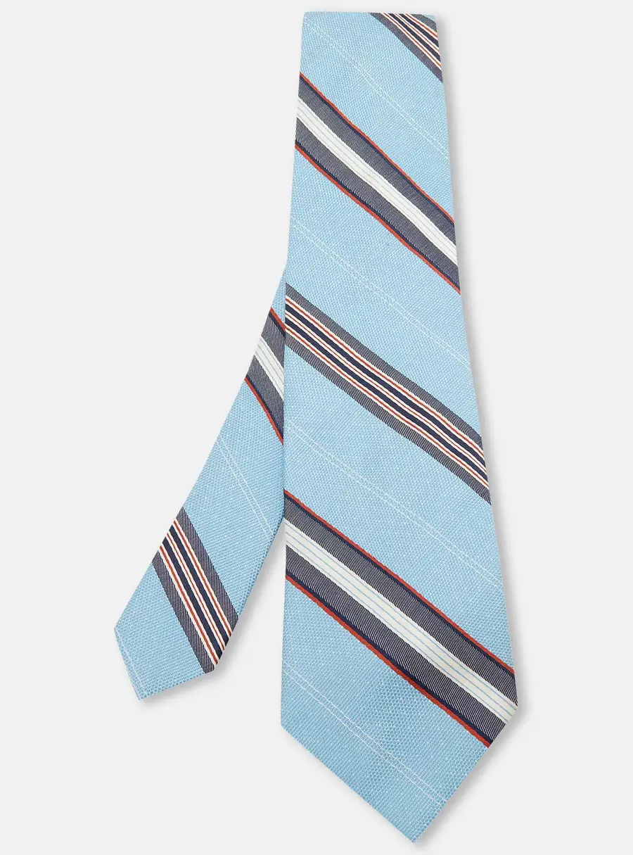 Valentino Blue Striped Cotton Silk Tie