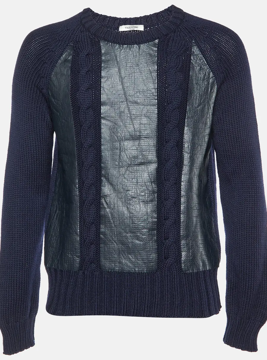 Valentino Navy Blue Printed Wool Knit Jumper XS