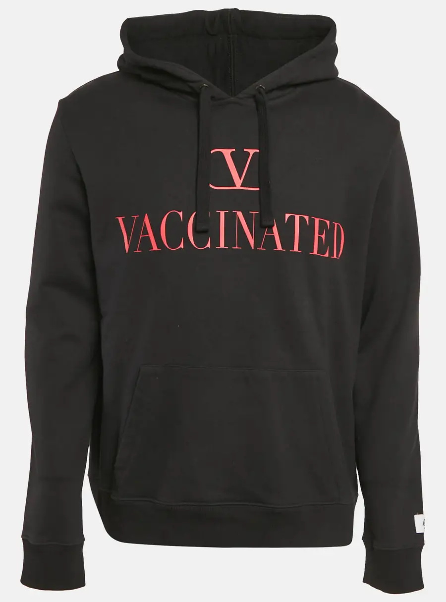 Valentino Black Printed Cotton Hooded Sweatshirt L
